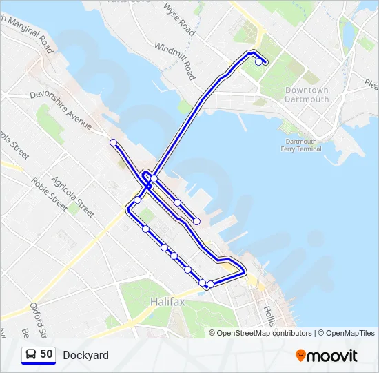 Plan de la ligne 50 de bus