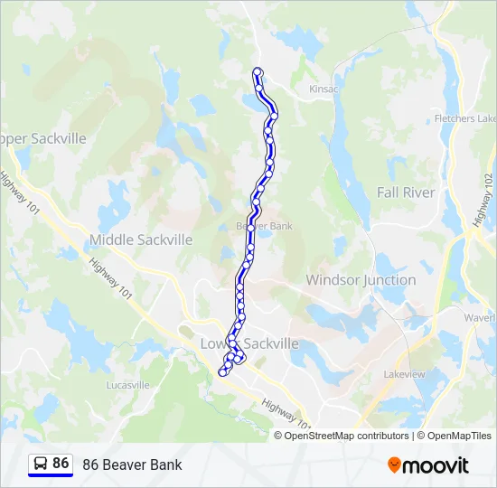 86 Bus Line Map