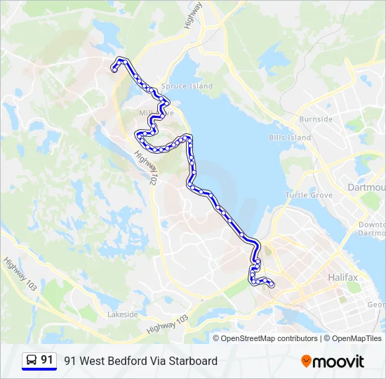 91 Bus Line Map
