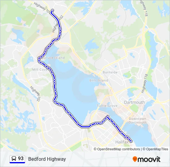 93 Bus Line Map