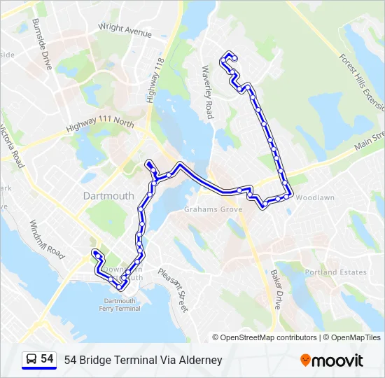 54 Bus Line Map
