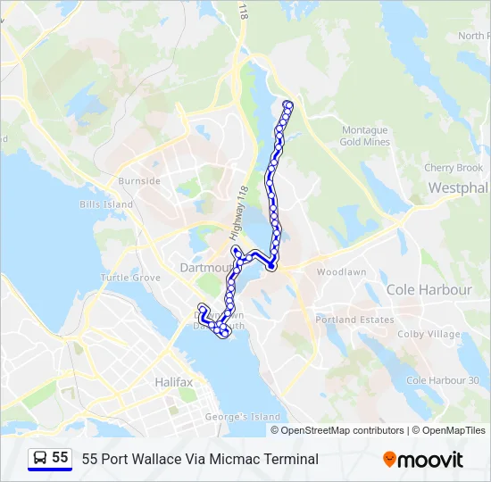 55 Bus Line Map