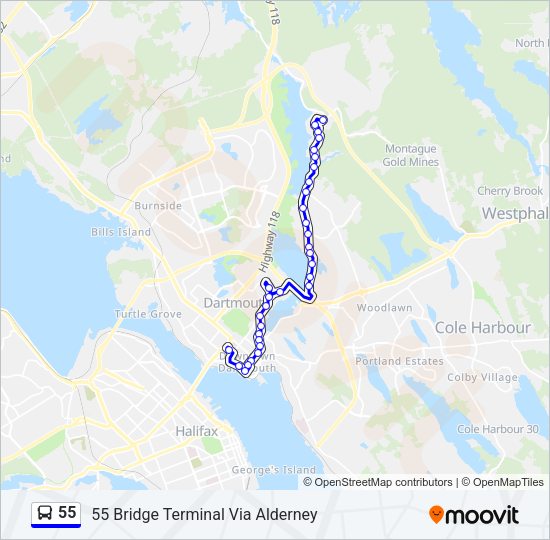 55 bus Line Map