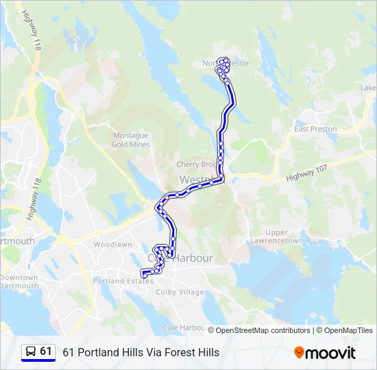 61 Bus Line Map