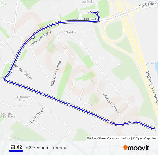 62 Bus Line Map