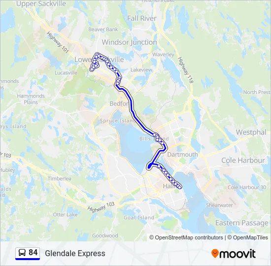 84 Bus Line Map