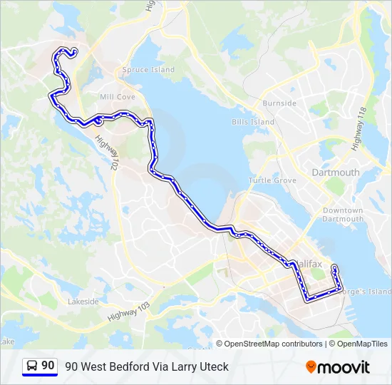 90 Bus Line Map