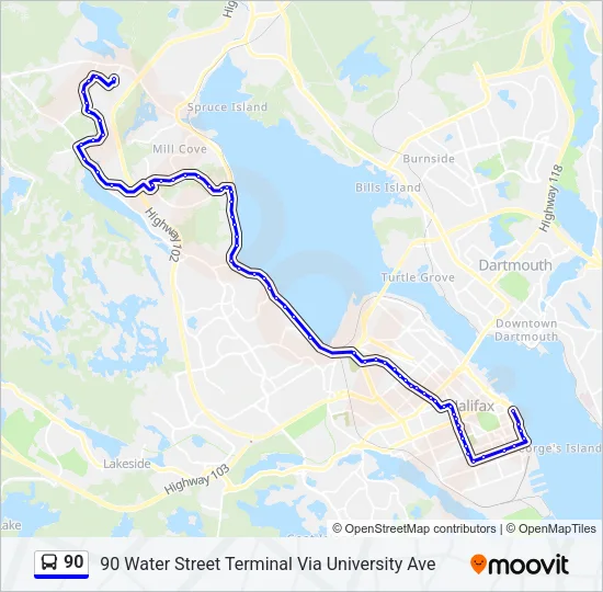 90 Bus Line Map