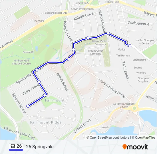 Plan de la ligne 26 de bus