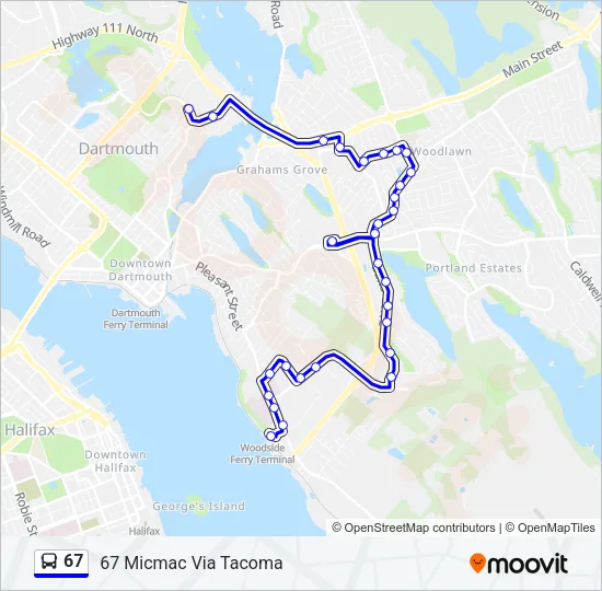 67 Bus Line Map