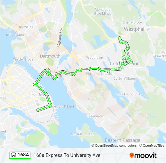 168A Bus Line Map