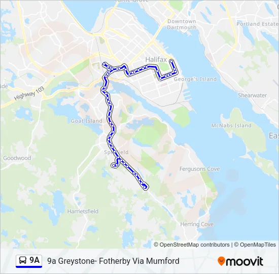 Plan de la ligne 9A de bus