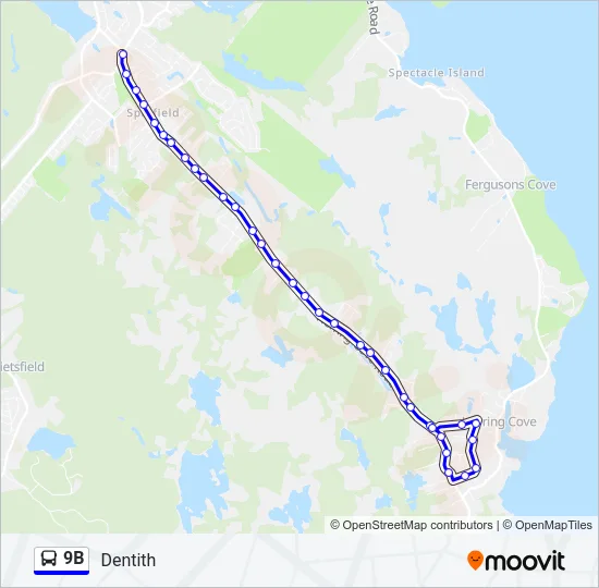 Plan de la ligne 9B de bus
