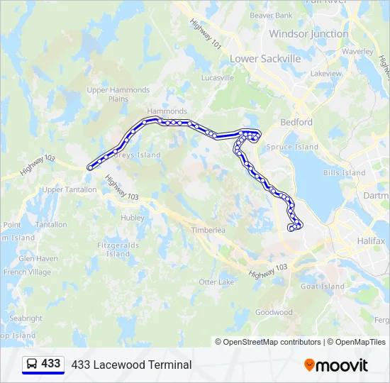 433 Bus Line Map