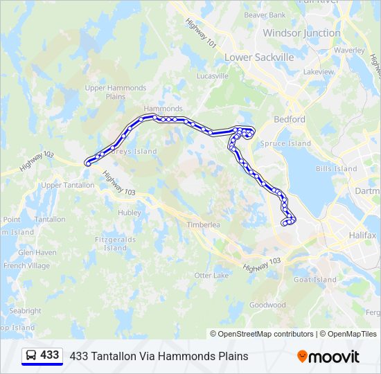 433 Bus Line Map