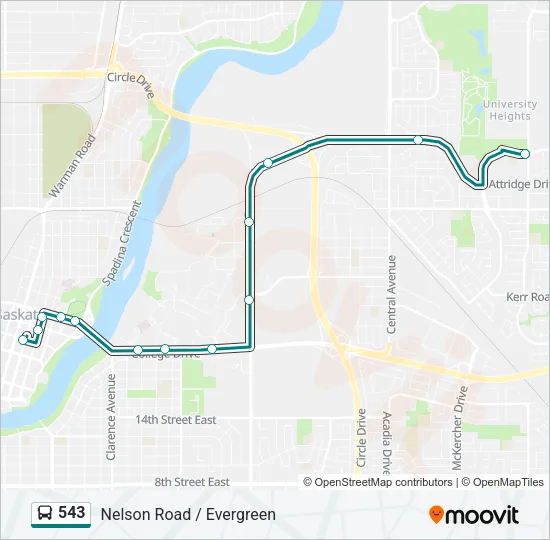 543 Bus Line Map