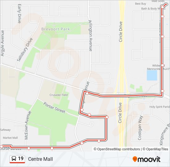 19 bus Line Map