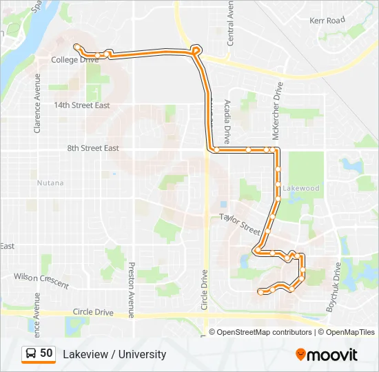 50 Bus Line Map
