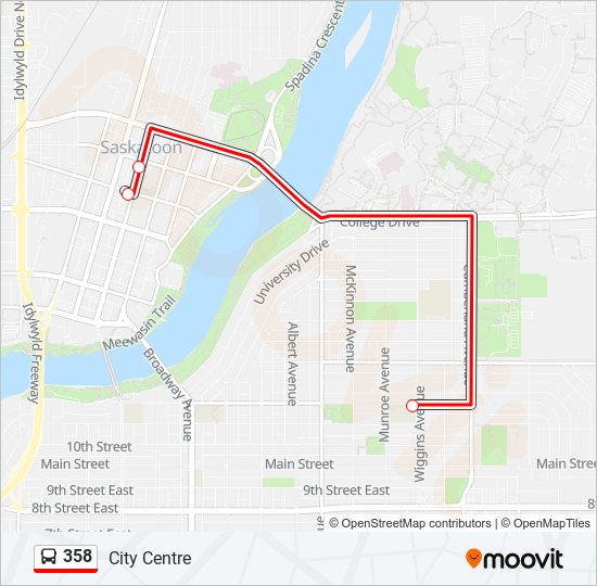 Plan de la ligne 358 de bus