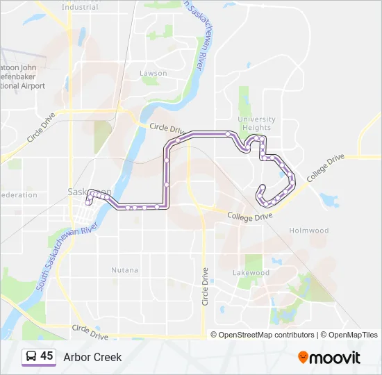 45 Bus Line Map