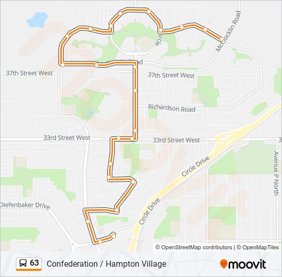 Plan de la ligne 63 de bus