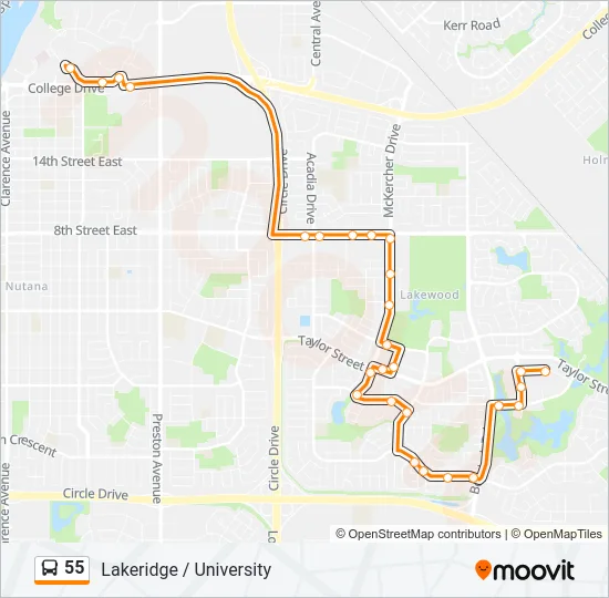 55 Bus Line Map
