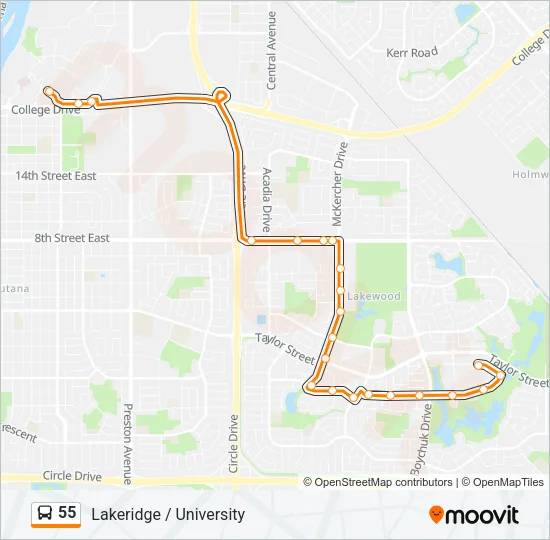 55 Bus Line Map