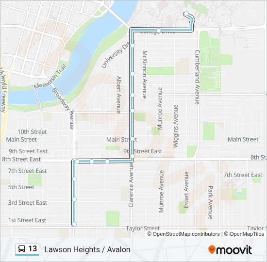 13 bus Line Map