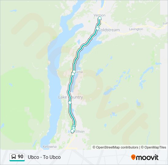 90 bus Line Map