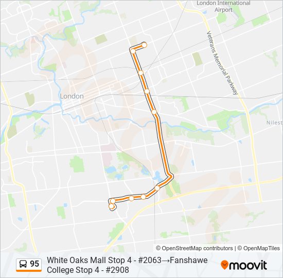 Plan de la ligne 95 de bus