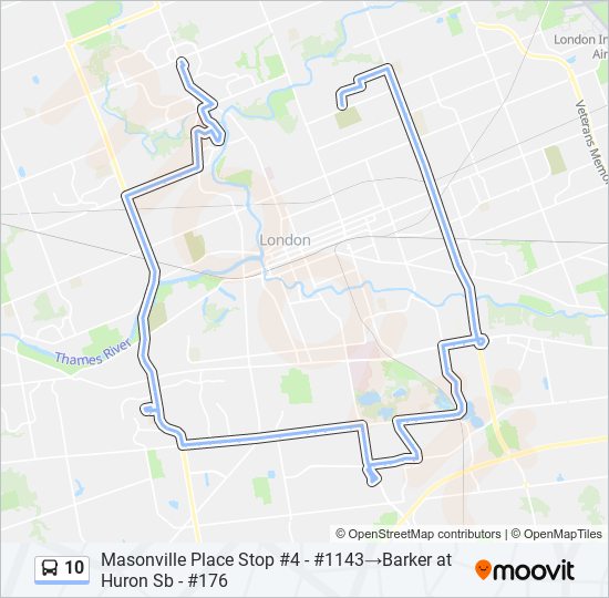 Plan de la ligne 10 de bus