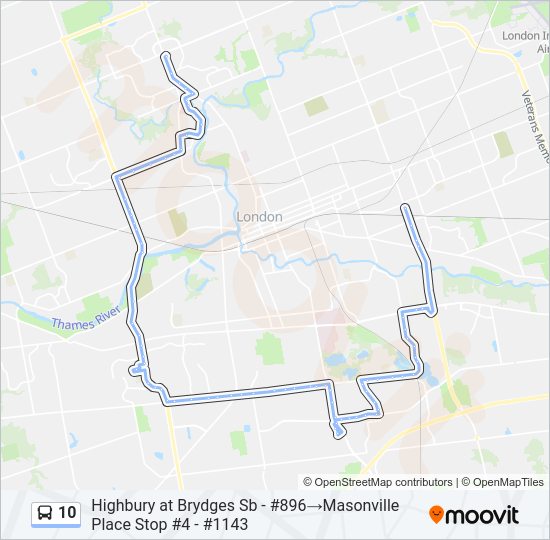 Plan de la ligne 10 de bus