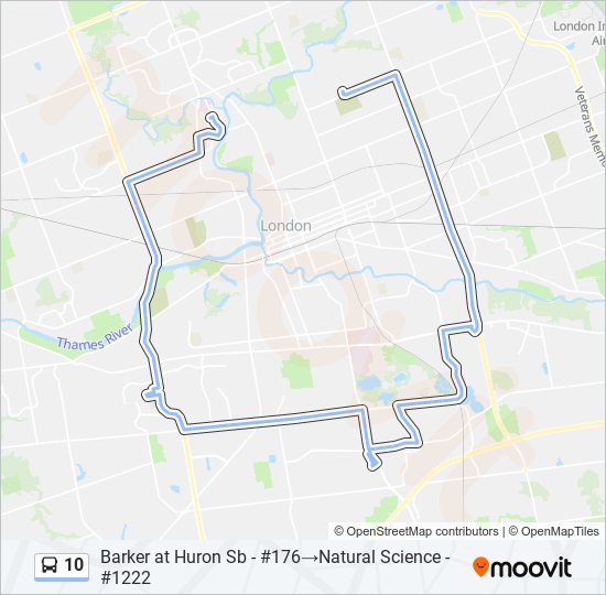 Plan de la ligne 10 de bus