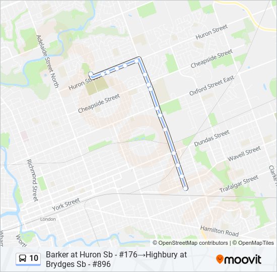 Plan de la ligne 10 de bus