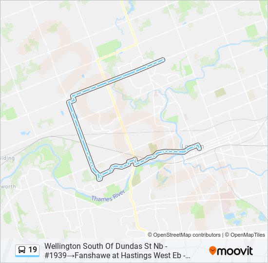 19 bus Line Map