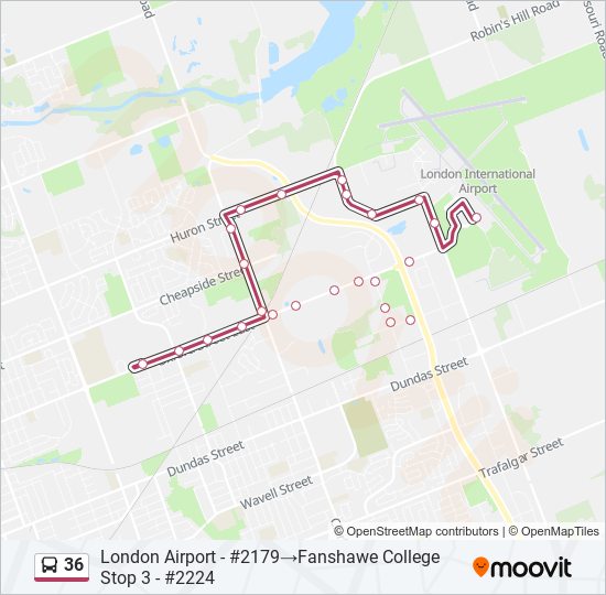 Plan de la ligne 36 de bus