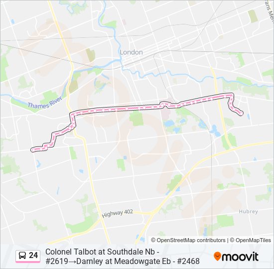 Plan de la ligne 24 de bus