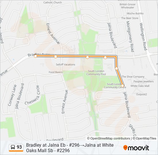 93 bus Line Map