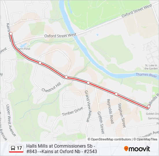 17 bus Line Map