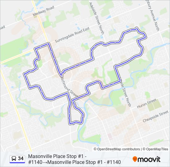 Plan de la ligne 34 de bus