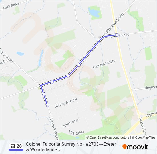 28 Bus Line Map