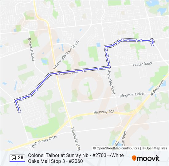 28 bus Line Map