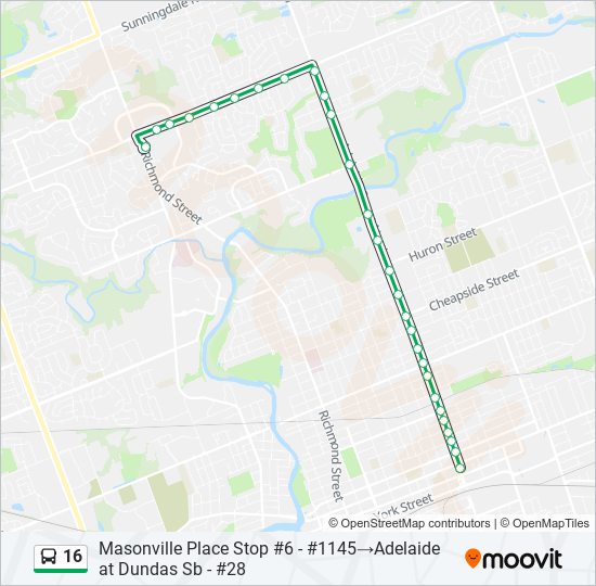 Plan de la ligne 16 de bus