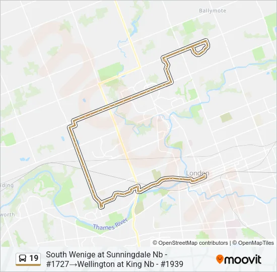 19 Bus Line Map