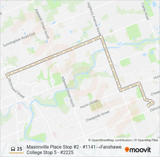 25 Bus Line Map