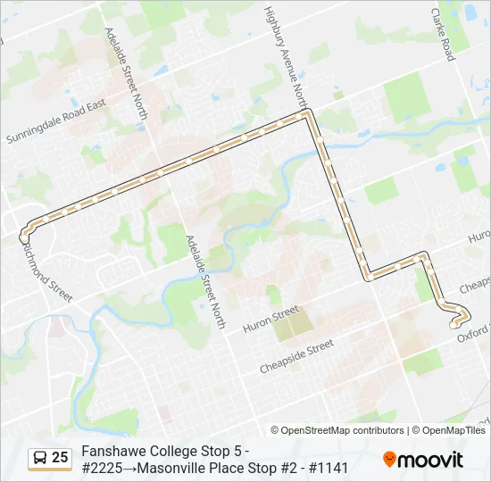 25 Bus Line Map