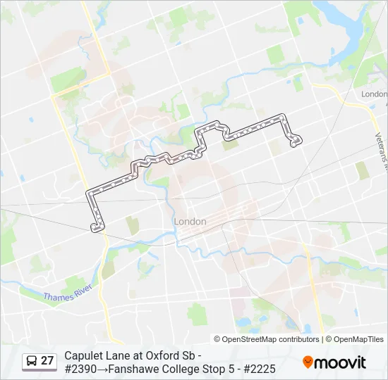 Plan de la ligne 27 de bus