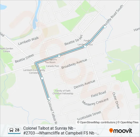 28 Bus Line Map