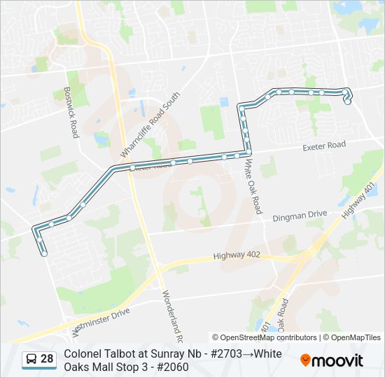 28 Bus Line Map