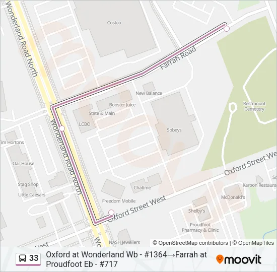 33 Bus Line Map